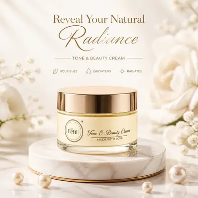 Luxury radiance cream jar product photography