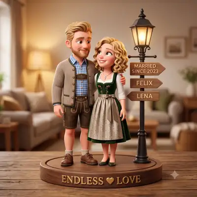3D Animated Couple Figurine Scene