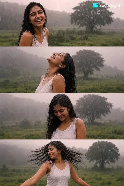 Monsoon Joy: Secuencia Cinematográfica de Cuatro Paneles Fotográficos