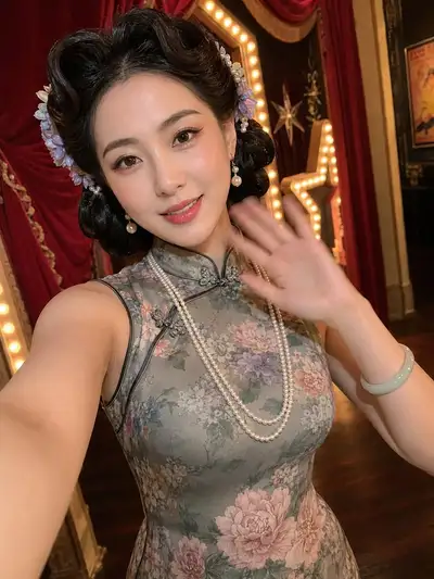 Retro Shanghai Qipao Selfie Portrait