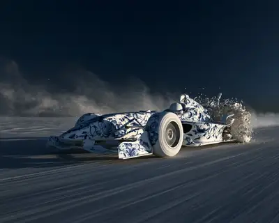 Porcelain Race Car at Full Speed