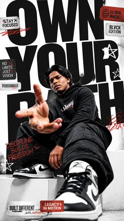 Bold Streetwear Editorial Poster with Reaching Hand