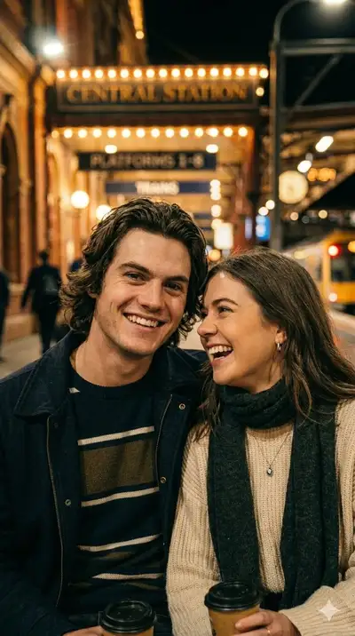 Cozy Night at Central Station Couple Photo