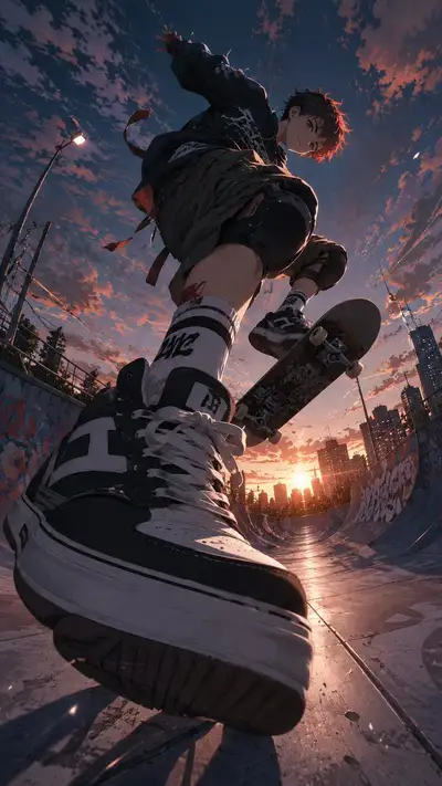 Extreme Perspective Anime Action Shots (4 Styles)