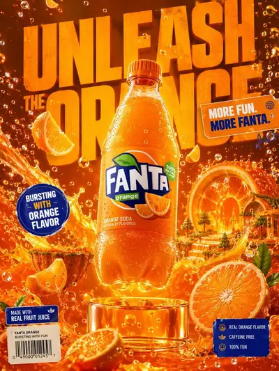 Fanta Orange 3D commercial advertising poster