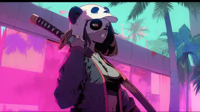 Panda Mask Gangster Woman