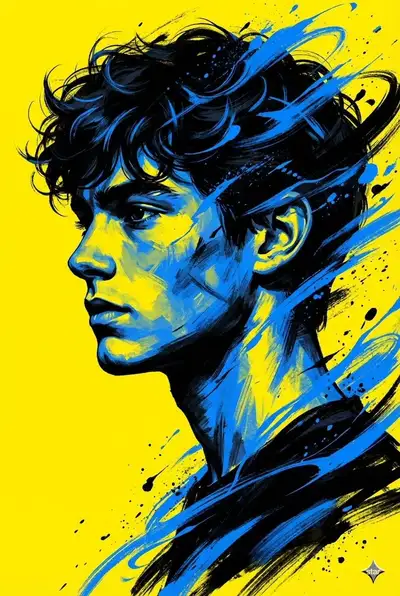 Painterly Side-Profile Portrait with Paint Splashes