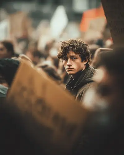 Prompt de portrait émotionnel lors d'une manifestation de rue
