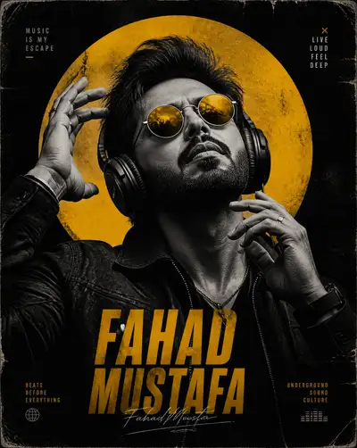 Dark underground club portrait poster with headphones