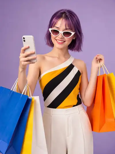 Premium Fashion Ad with Purple Bob Model