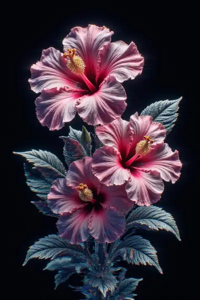 Vibrant Hibiscus with Futuristic Glitch Effect