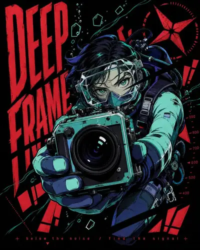 Neon manga-style action poster with crimson lettering