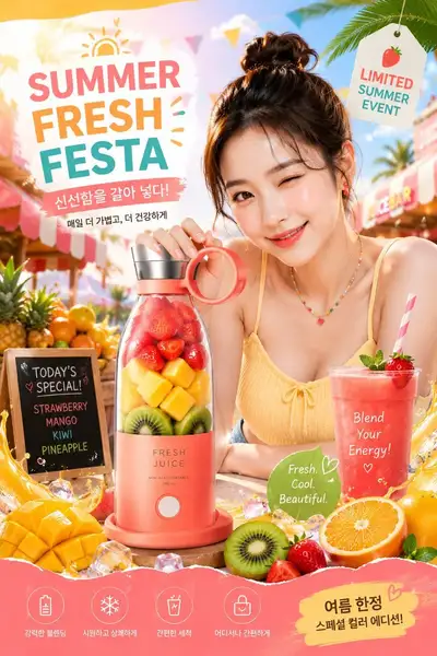 韩国夏日水果搅拌机产品广告