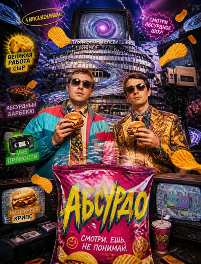 Affiche publicitaire rétro de chips façon Tim and Eric