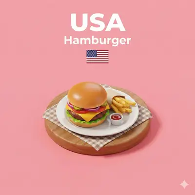 Isometric miniature diorama of a country's signature dish