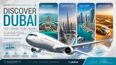 Discover Dubai luxury travel promotion poster