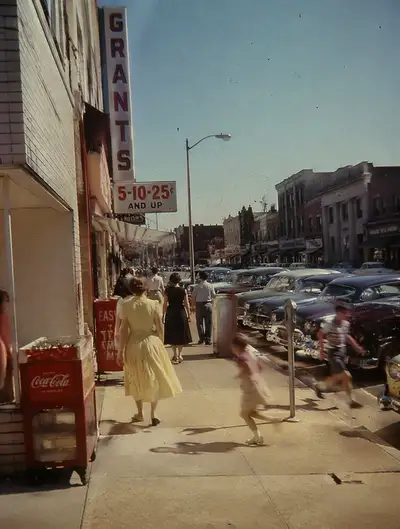 1956 small town main street vintage photograph