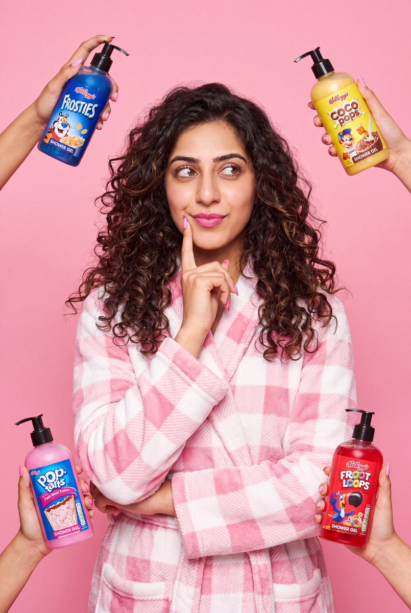 Cereal-branded shower gel product advertisement
