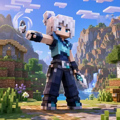 Modelo de retrato crossover estilo Minecraft