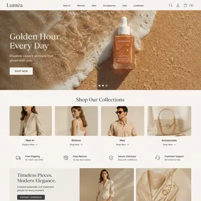 Luméa fashion e-commerce website UI design