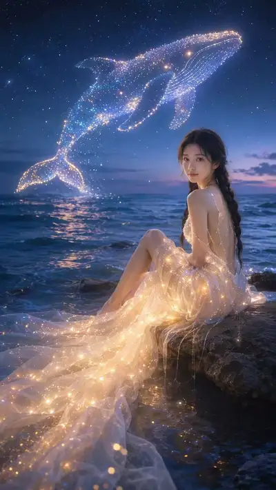 Starlit Whale Fantasy Portrait