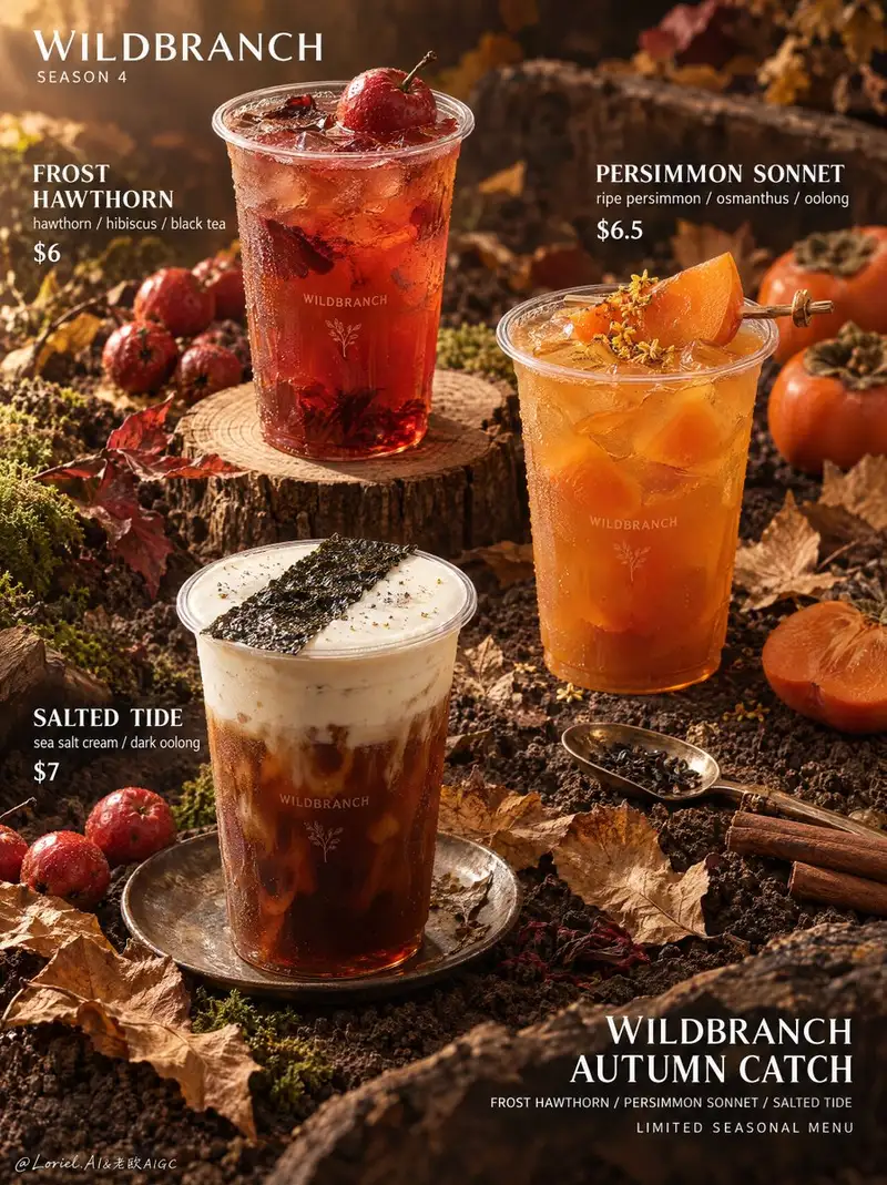 Premium Autumn Tea Beverage Campaign Poster Prompt | Wikiprompt