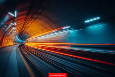 Subway Train Light Trails and Sparks