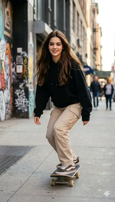 Photorealistic Skateboarding Street Photo