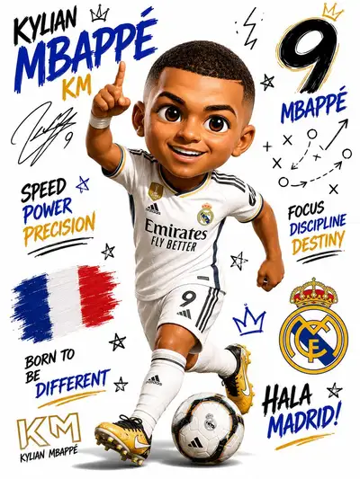 Premium 3D Chibi Football Player Sticker Art