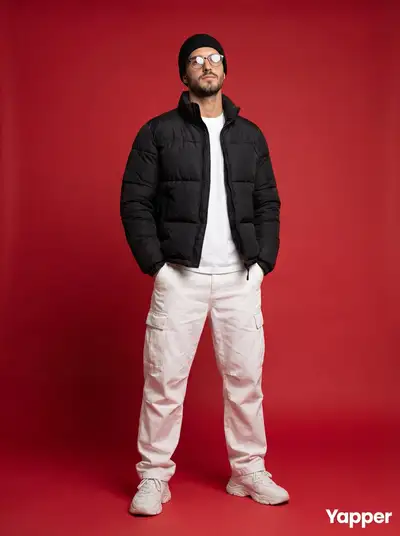 Ultra-realistic studio fashion portrait of young man