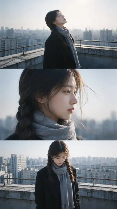 Cinematic Rooftop Portrait Triptych