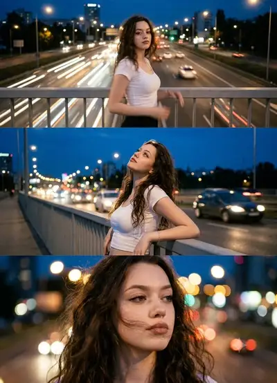 Nano Banana cinematic triptych portrait from a reference photo