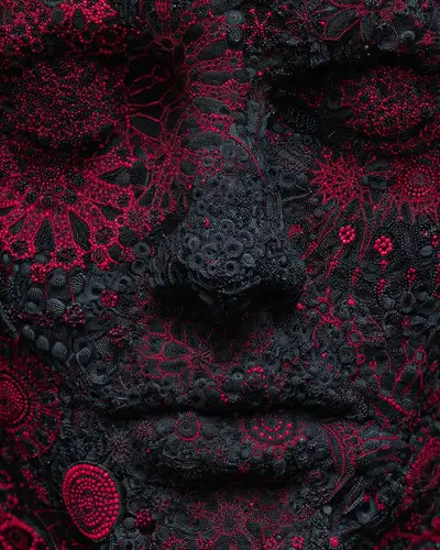 Microscopic Cellular Mosaic Human Face
