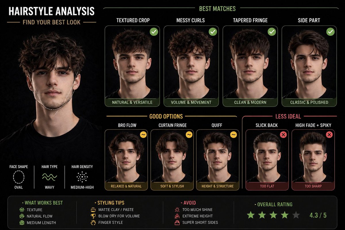 Hairstyle comparison graphic from a single portrait