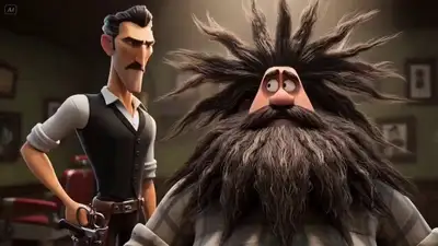 Stylized 3D Barbershop Transformation Video Prompt