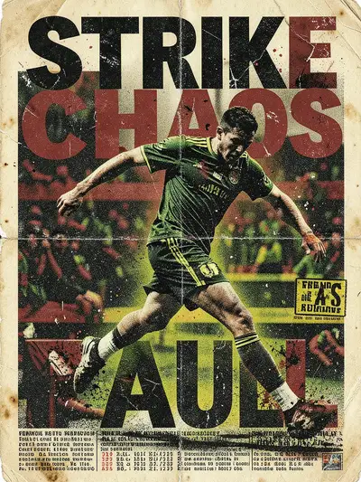 90s grunge soccer action poster prompt