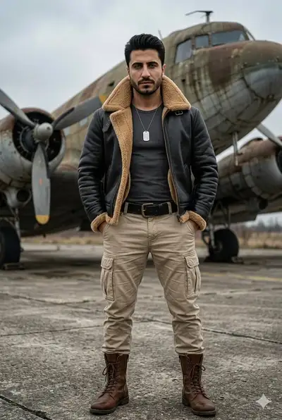 Rugged Man at Abandoned Soviet Plane