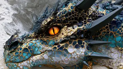 Dragon Portrait in Fluid Art Style