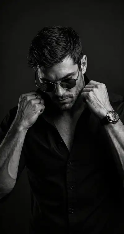 Portrait de studio dramatique en noir et blanc