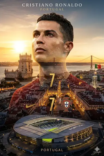 Football Icon Double Exposure Poster