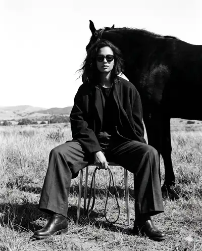 Monochrome Fine Art Photograph of Woman with Horse