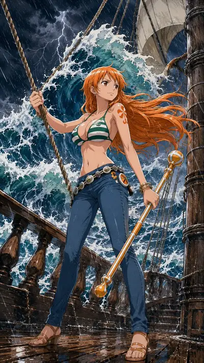 One Piece Storm Deck Scene Prompt