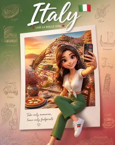 Premium 3D Travel Poster Selfie Prompt
