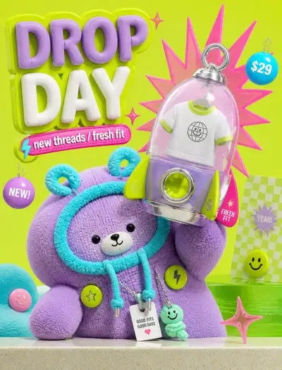 Neon plush mascot toy advertising illustration