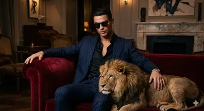 Hyper-Realistic Gangster Portrait with Lion