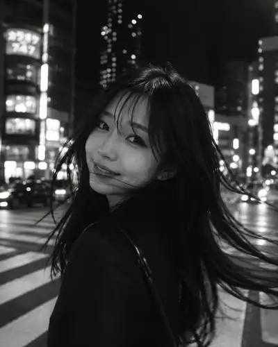Black-and-white cinematic motion blur portrait