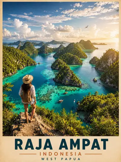 Cinematic Travel Poster of Raja Ampat
