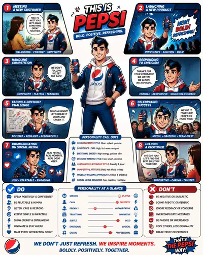 Brand personality comic infographic character sheet