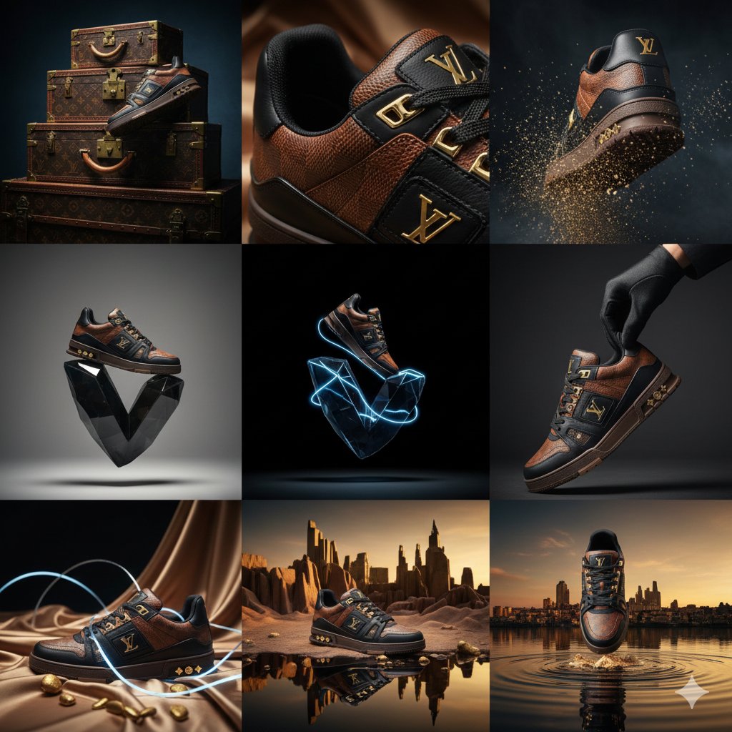 Louis Vuitton Luxury Sneaker Editorial Product Photography Layout