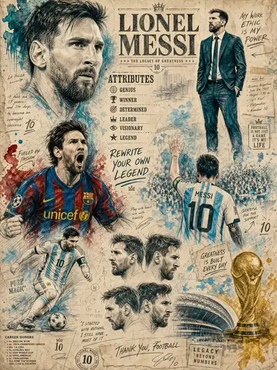 Lionel Messi Legacy Collage Poster